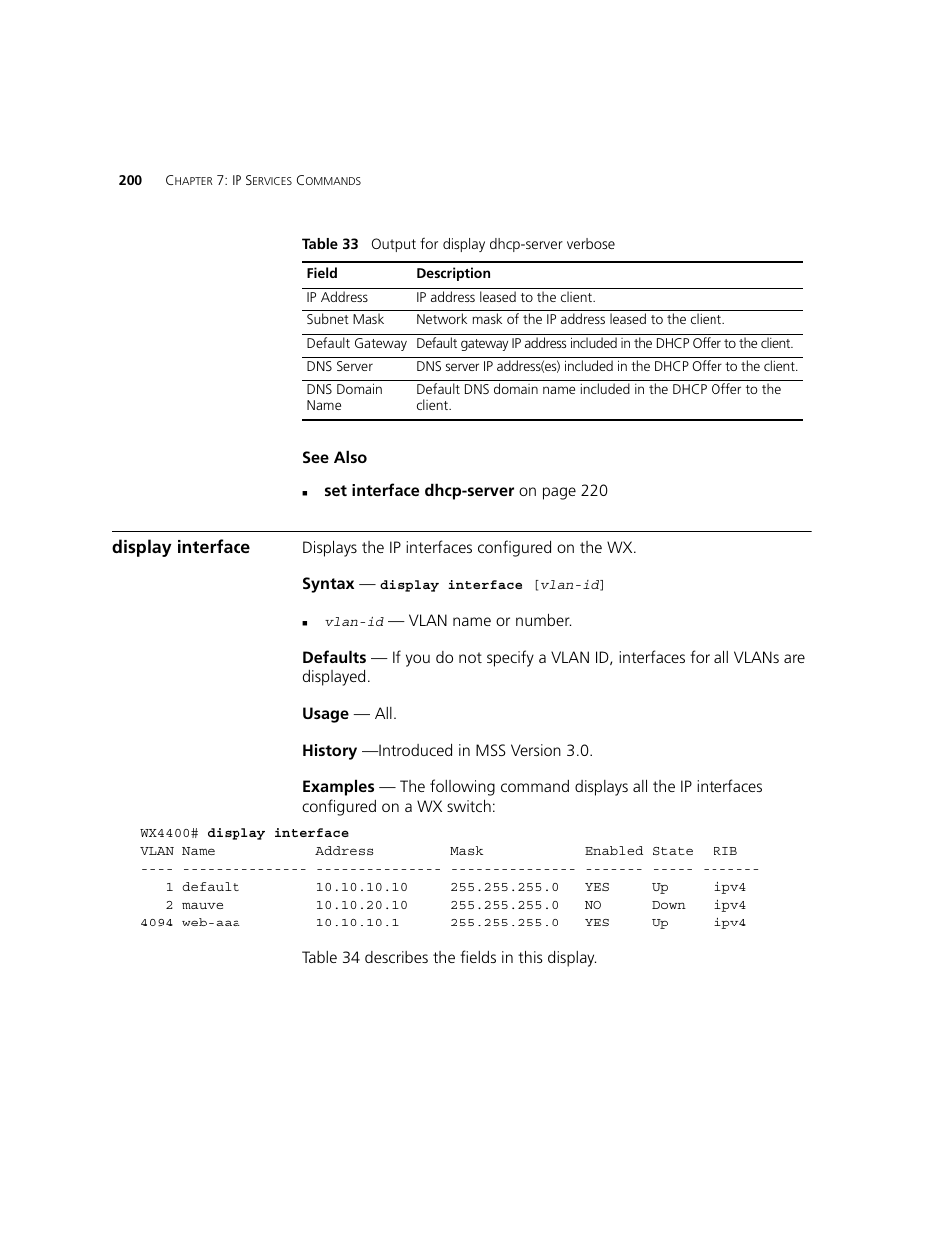 Display interface | 3Com WXR100 3CRWXR10095A User Manual | Page 200 / 800
