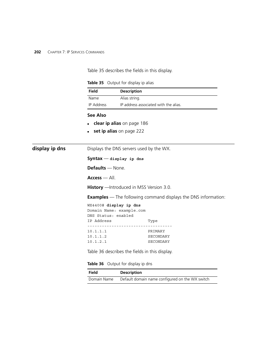 Display ip dns | 3Com WXR100 3CRWXR10095A User Manual | Page 202 / 800