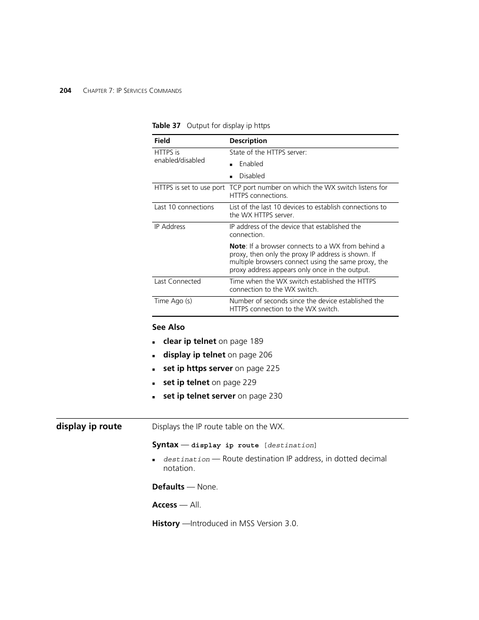 Display ip route, Table 37 des | 3Com WXR100 3CRWXR10095A User Manual | Page 204 / 800