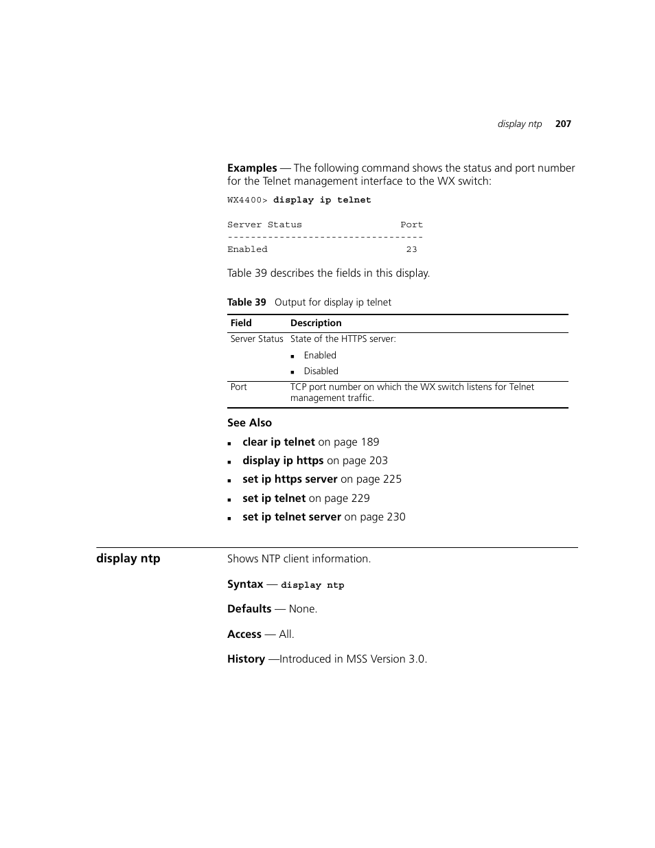 Display ntp | 3Com WXR100 3CRWXR10095A User Manual | Page 207 / 800
