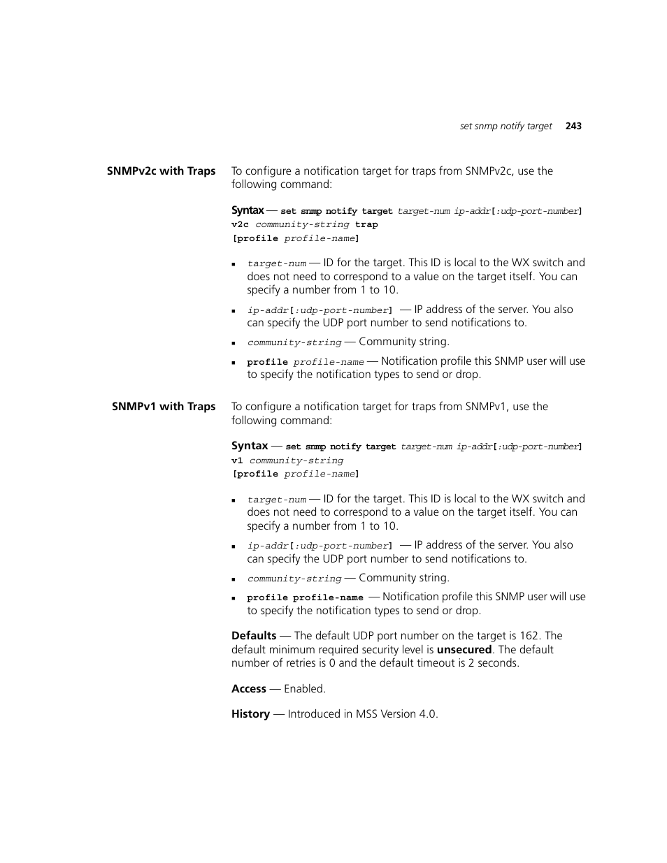 Snmpv2c with traps, Snmpv1 with traps | 3Com WXR100 3CRWXR10095A User Manual | Page 243 / 800