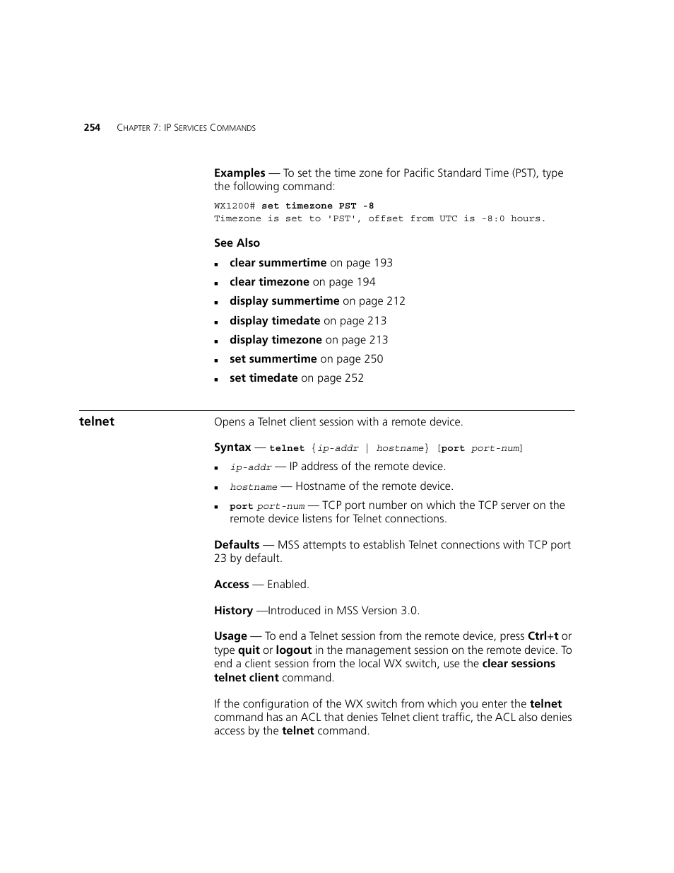 Telnet | 3Com WXR100 3CRWXR10095A User Manual | Page 254 / 800