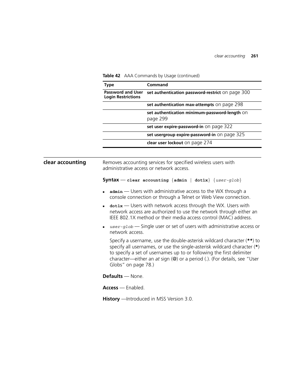 Clear accounting | 3Com WXR100 3CRWXR10095A User Manual | Page 261 / 800