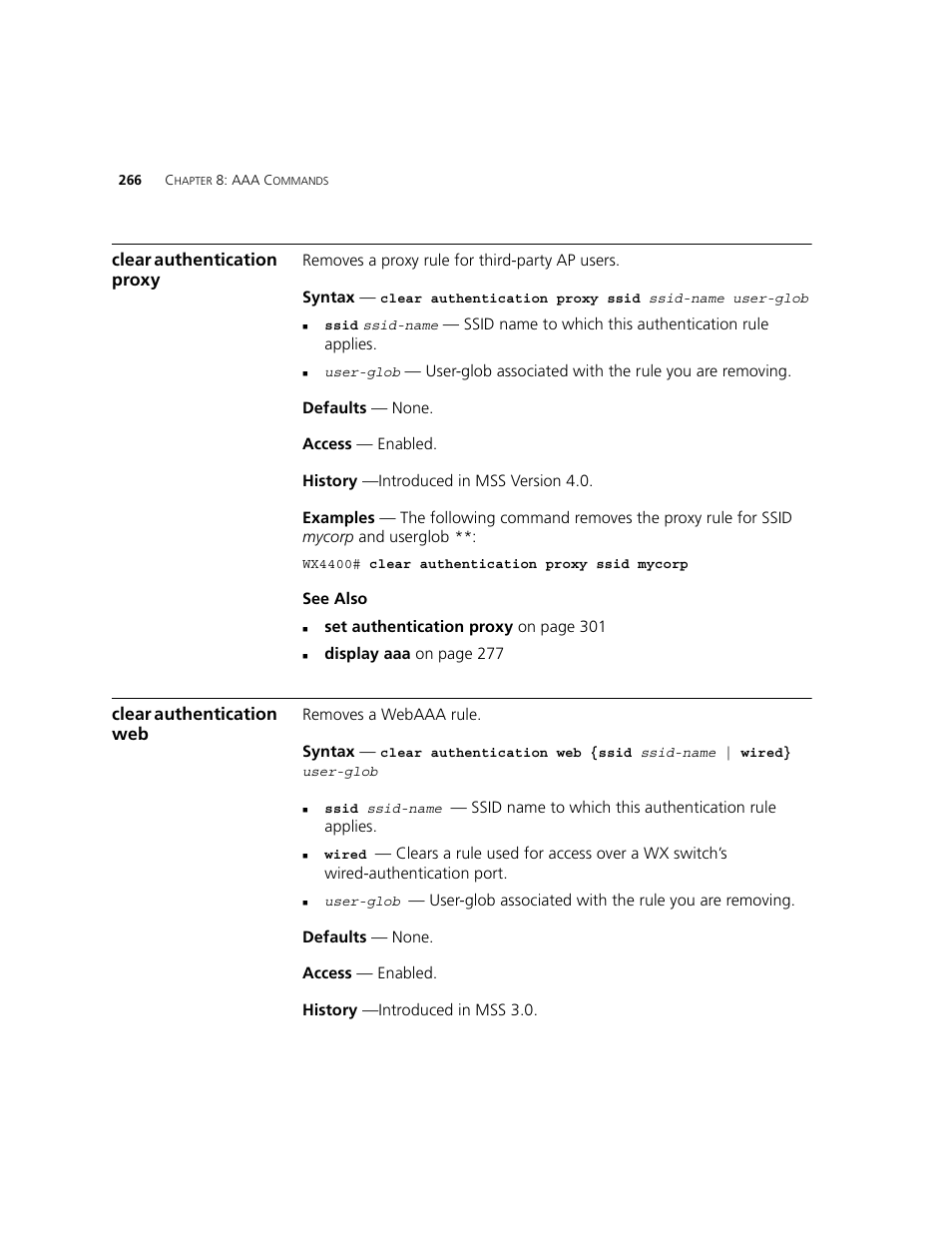 Clear authentication proxy, Clear authentication web | 3Com WXR100 3CRWXR10095A User Manual | Page 266 / 800