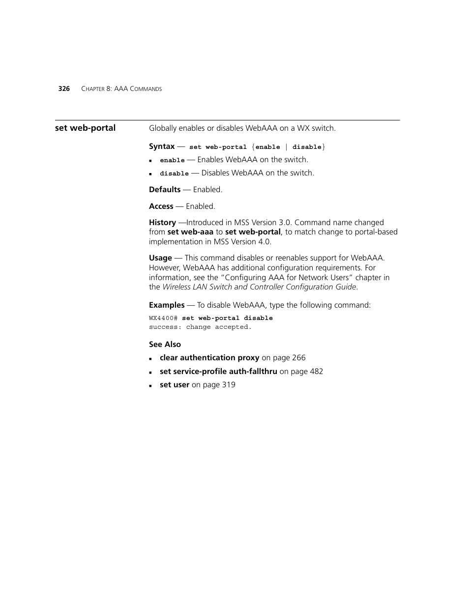 Set web-portal | 3Com WXR100 3CRWXR10095A User Manual | Page 326 / 800