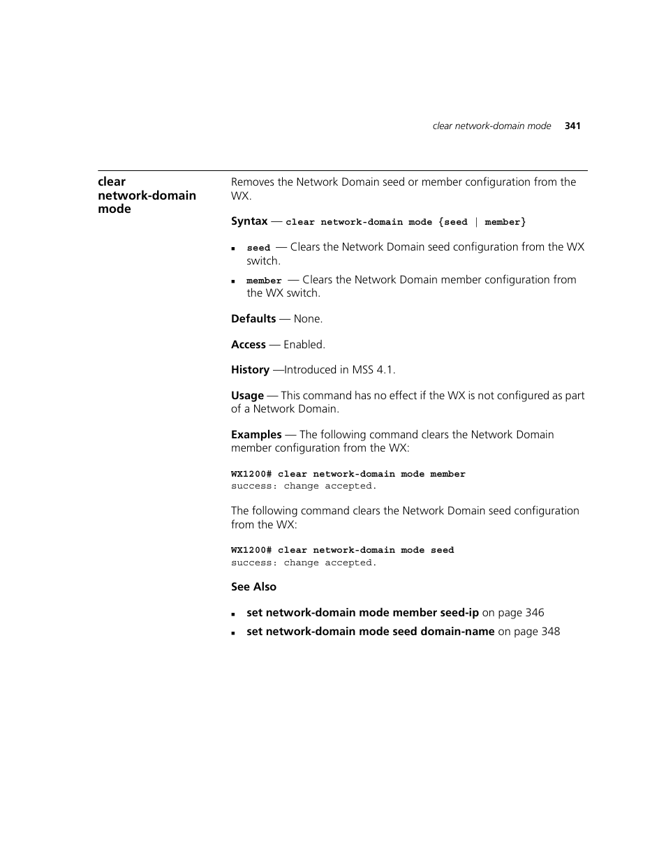 Clear network-domain mode | 3Com WXR100 3CRWXR10095A User Manual | Page 341 / 800