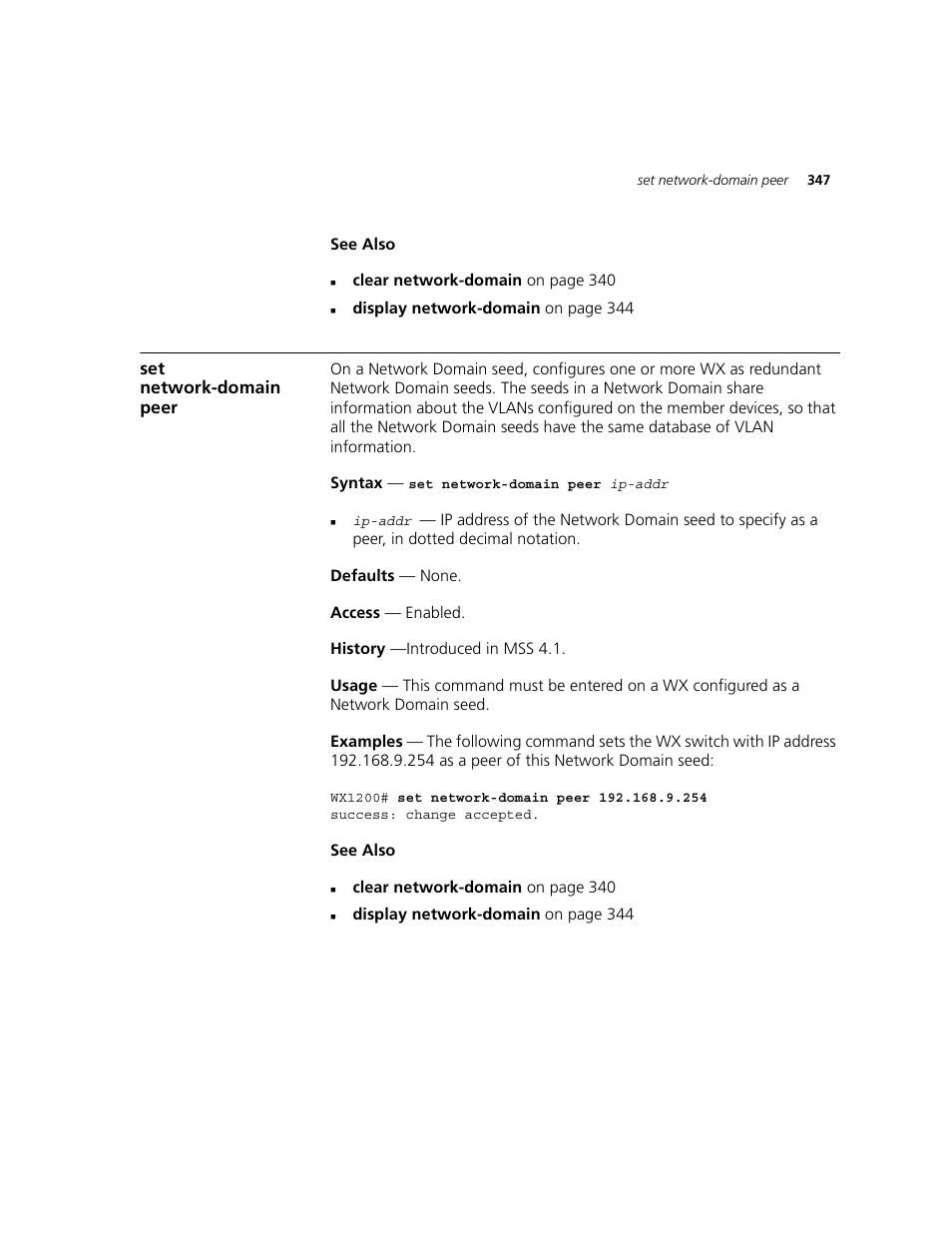 Set network-domain peer | 3Com WXR100 3CRWXR10095A User Manual | Page 347 / 800