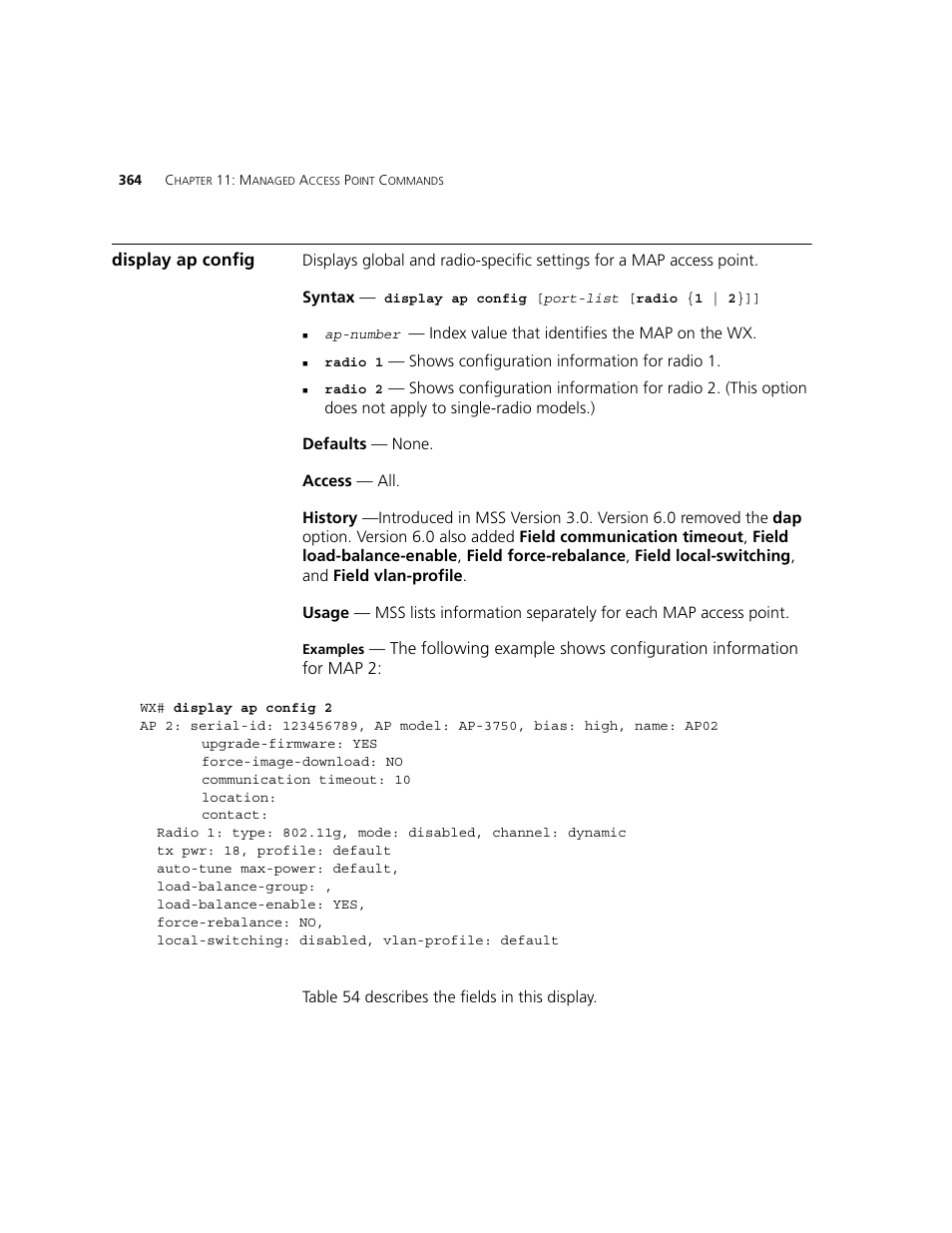 Display ap config | 3Com WXR100 3CRWXR10095A User Manual | Page 364 / 800