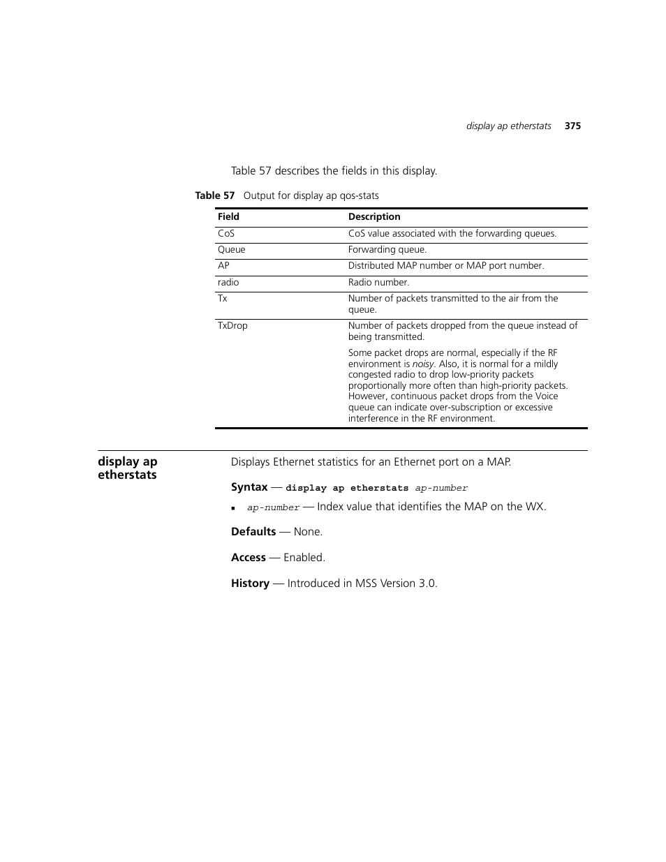 Display ap etherstats | 3Com WXR100 3CRWXR10095A User Manual | Page 375 / 800