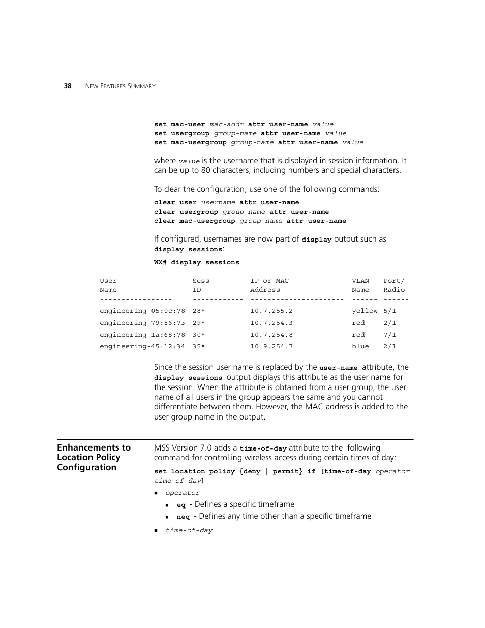 Enhancements to location policy configuration, Enhancements to location policy configuration o | 3Com WXR100 3CRWXR10095A User Manual | Page 38 / 800