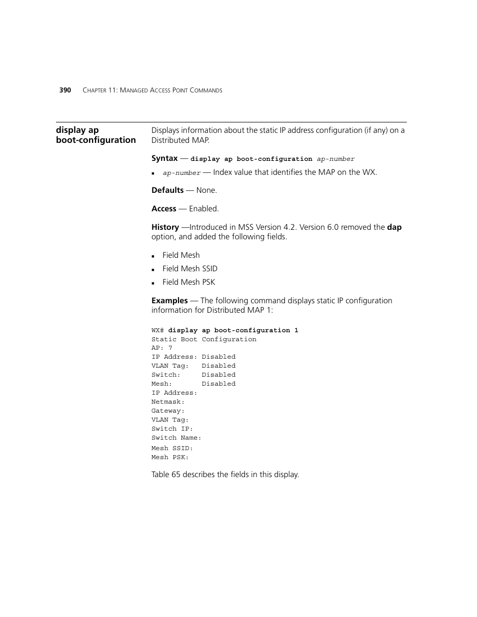 Display ap boot-configuration | 3Com WXR100 3CRWXR10095A User Manual | Page 390 / 800