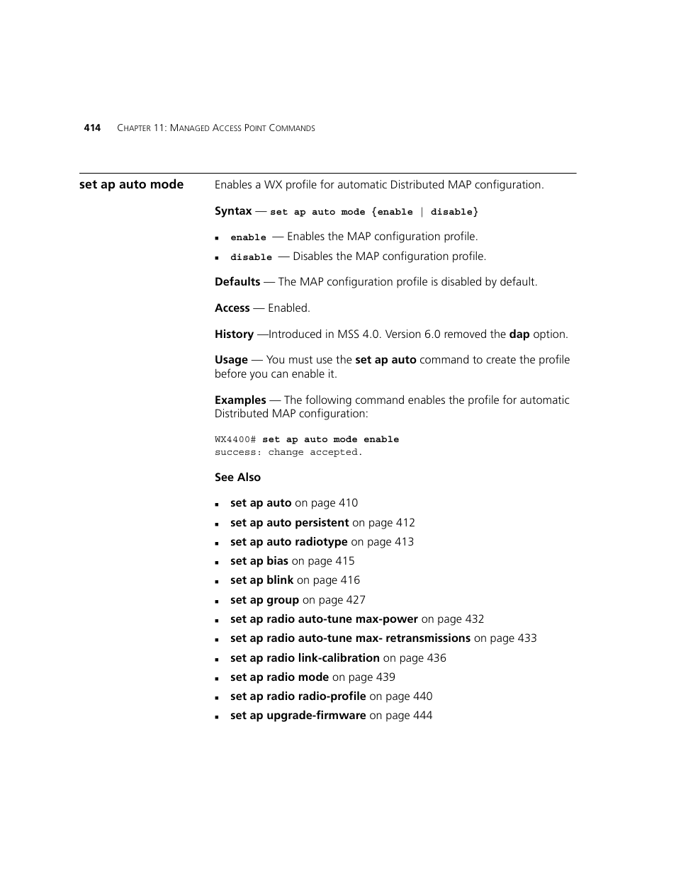 Set ap auto mode | 3Com WXR100 3CRWXR10095A User Manual | Page 414 / 800