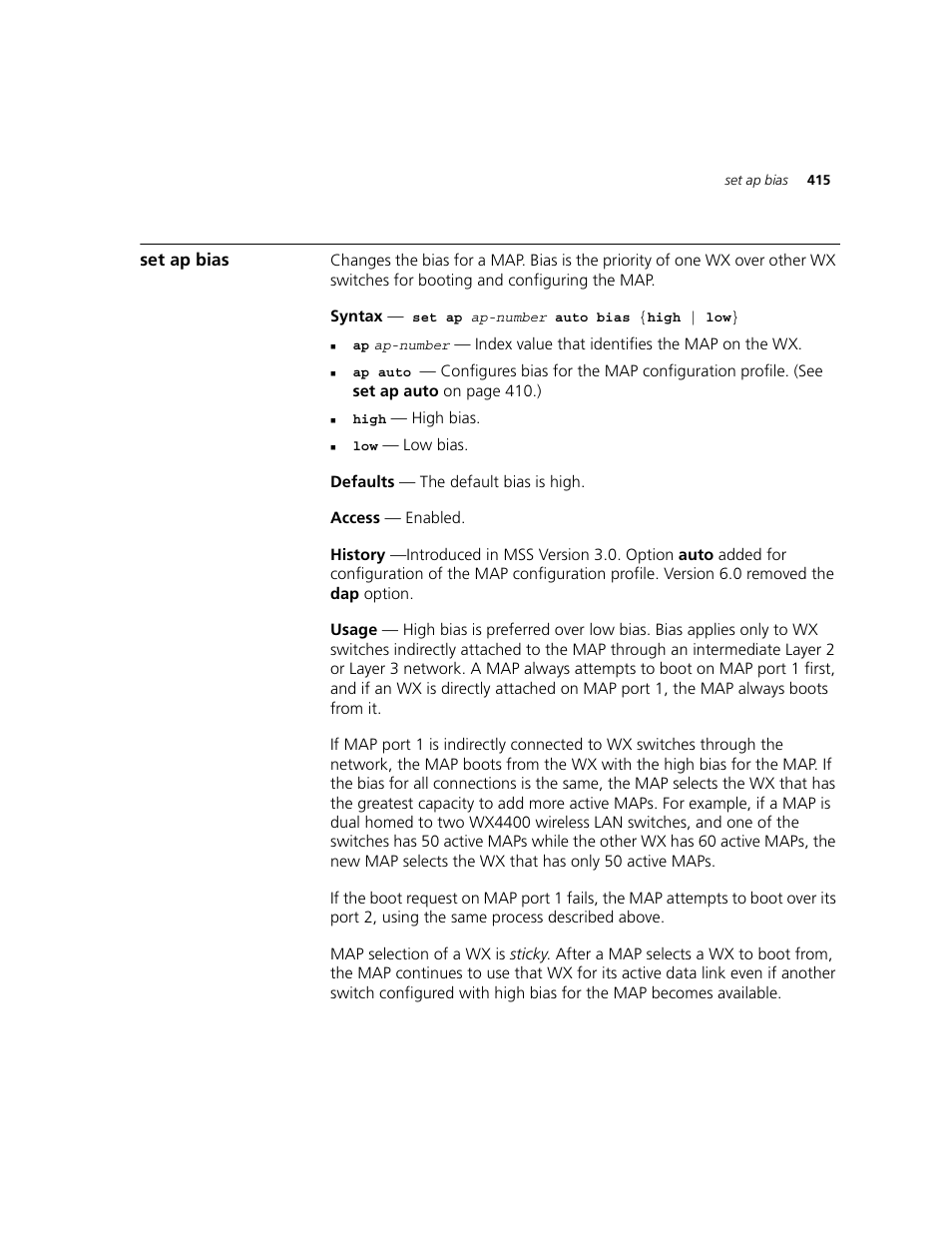 Set ap bias | 3Com WXR100 3CRWXR10095A User Manual | Page 415 / 800