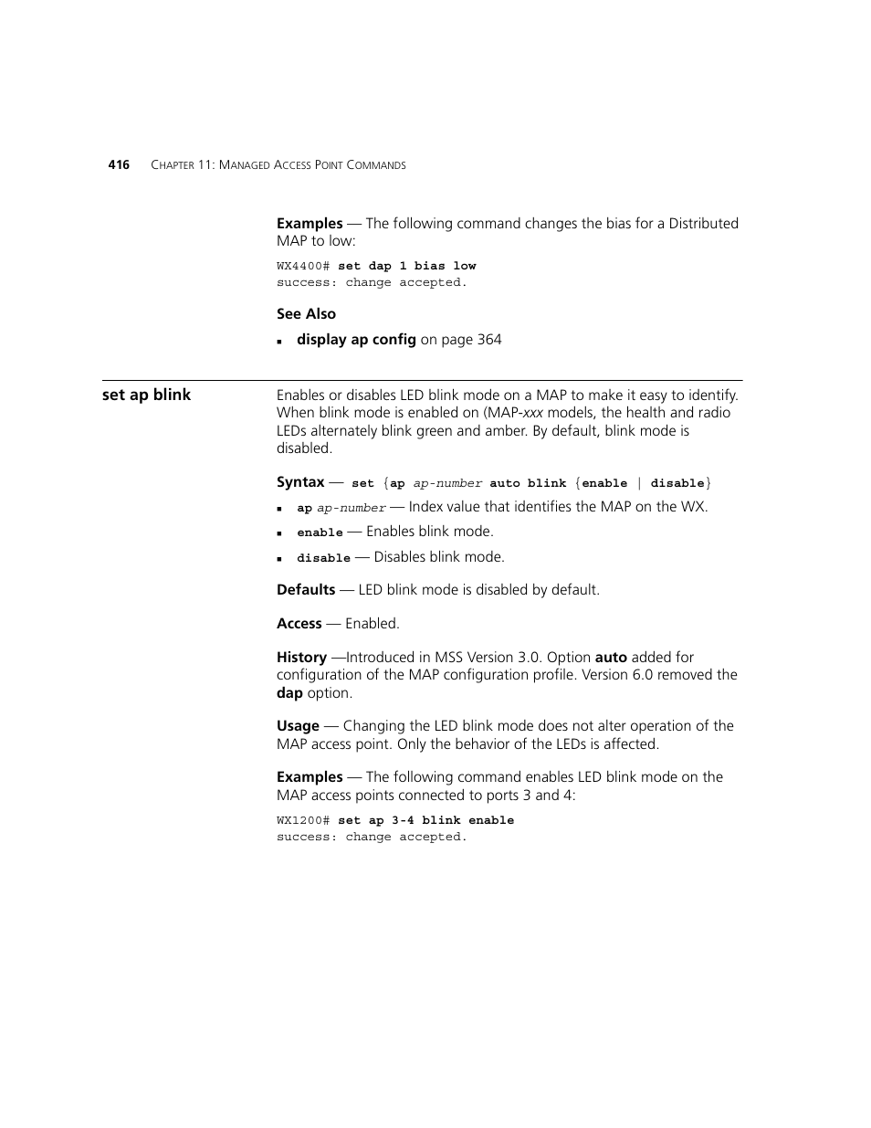 Set ap blink | 3Com WXR100 3CRWXR10095A User Manual | Page 416 / 800