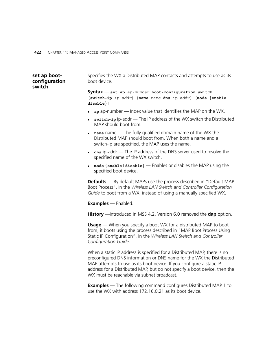 Set ap boot- configuration switch | 3Com WXR100 3CRWXR10095A User Manual | Page 422 / 800