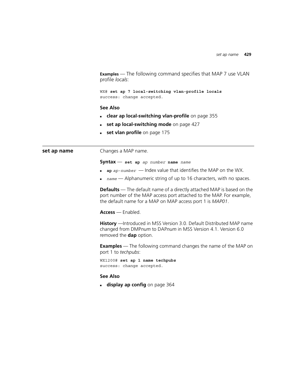 Set ap name | 3Com WXR100 3CRWXR10095A User Manual | Page 429 / 800