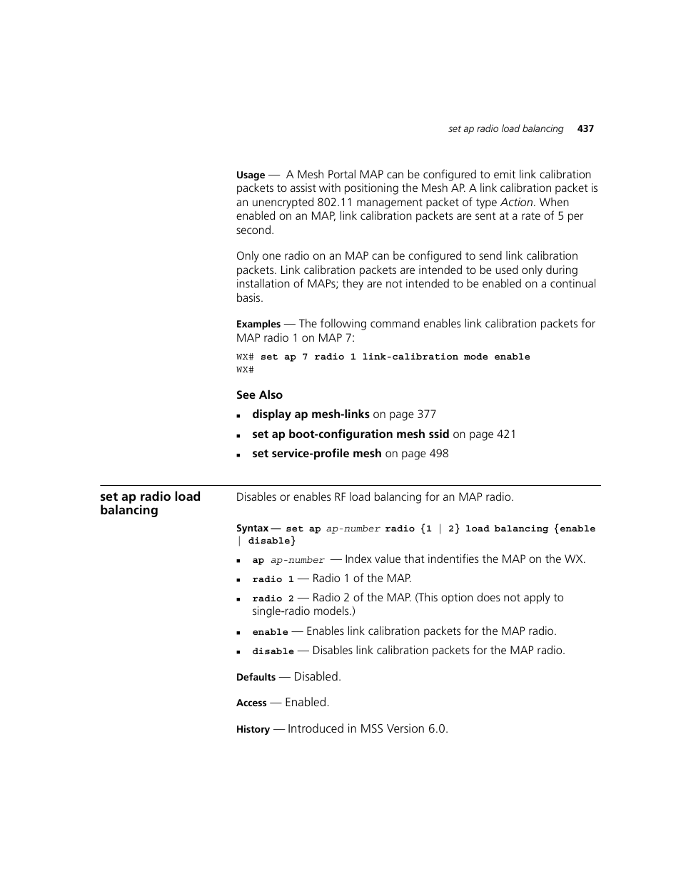 Set ap radio load balancing | 3Com WXR100 3CRWXR10095A User Manual | Page 437 / 800