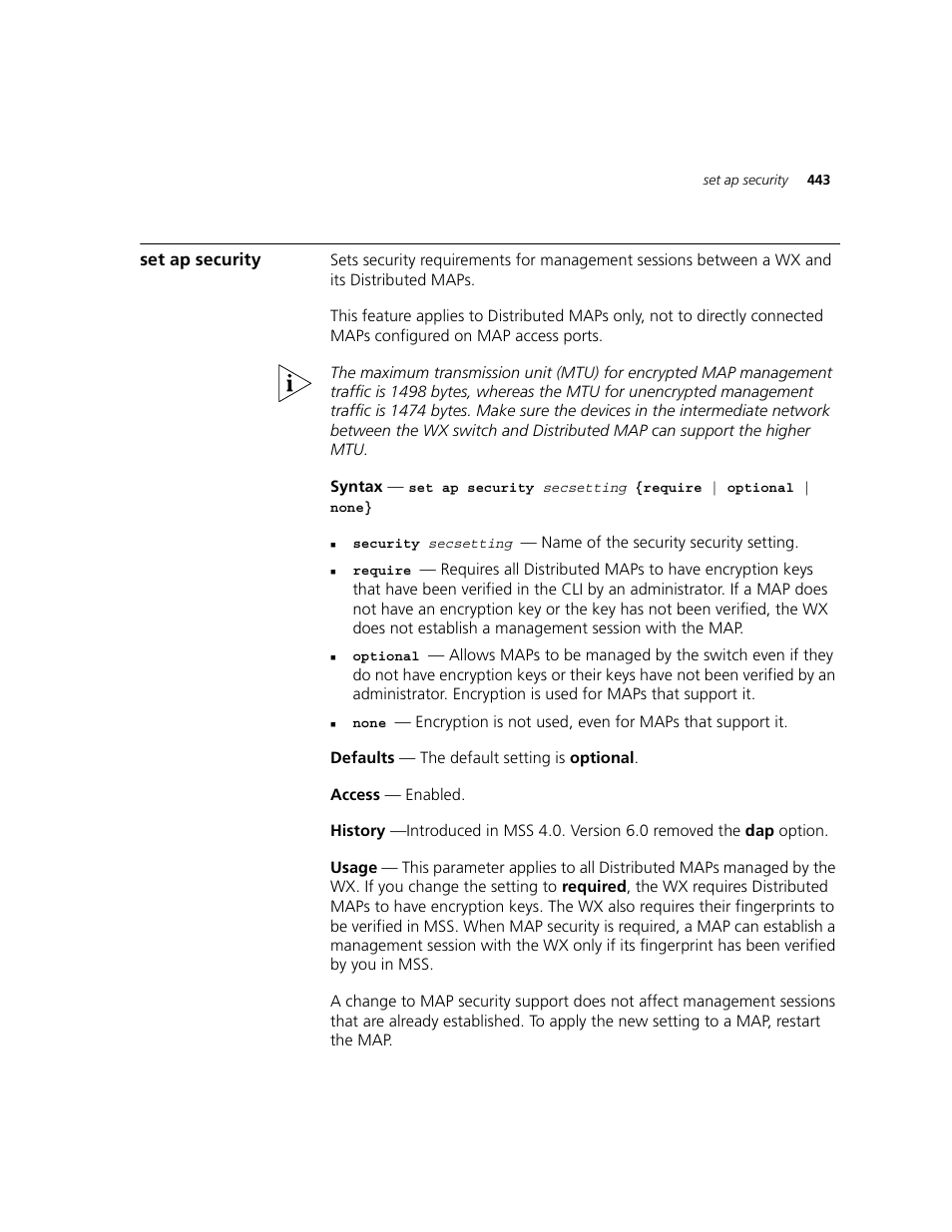 Set ap security | 3Com WXR100 3CRWXR10095A User Manual | Page 443 / 800