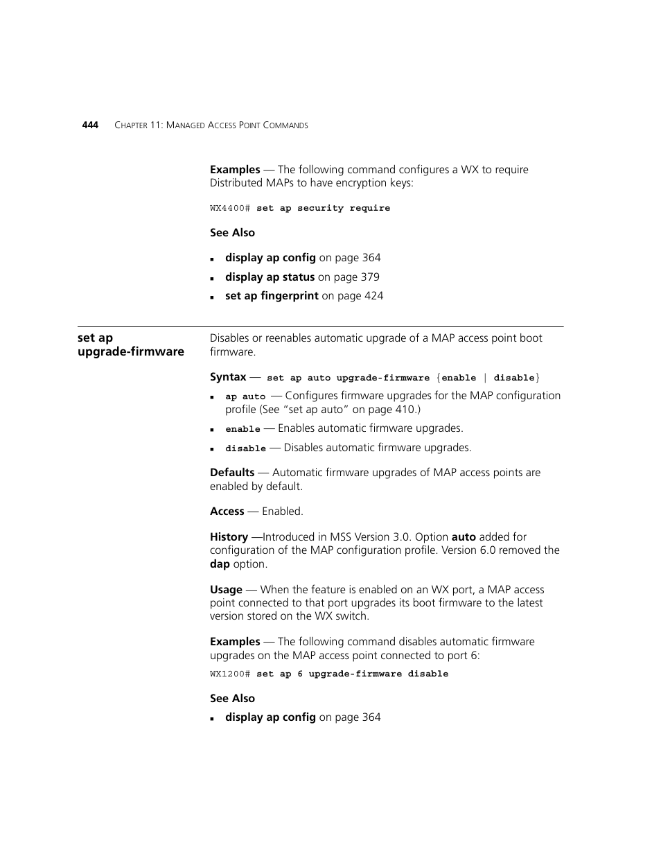 Set ap upgrade-firmware | 3Com WXR100 3CRWXR10095A User Manual | Page 444 / 800