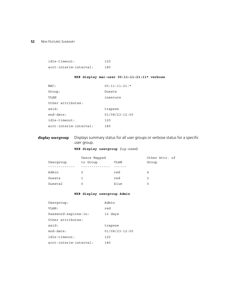 Display usergroup | 3Com WXR100 3CRWXR10095A User Manual | Page 52 / 800