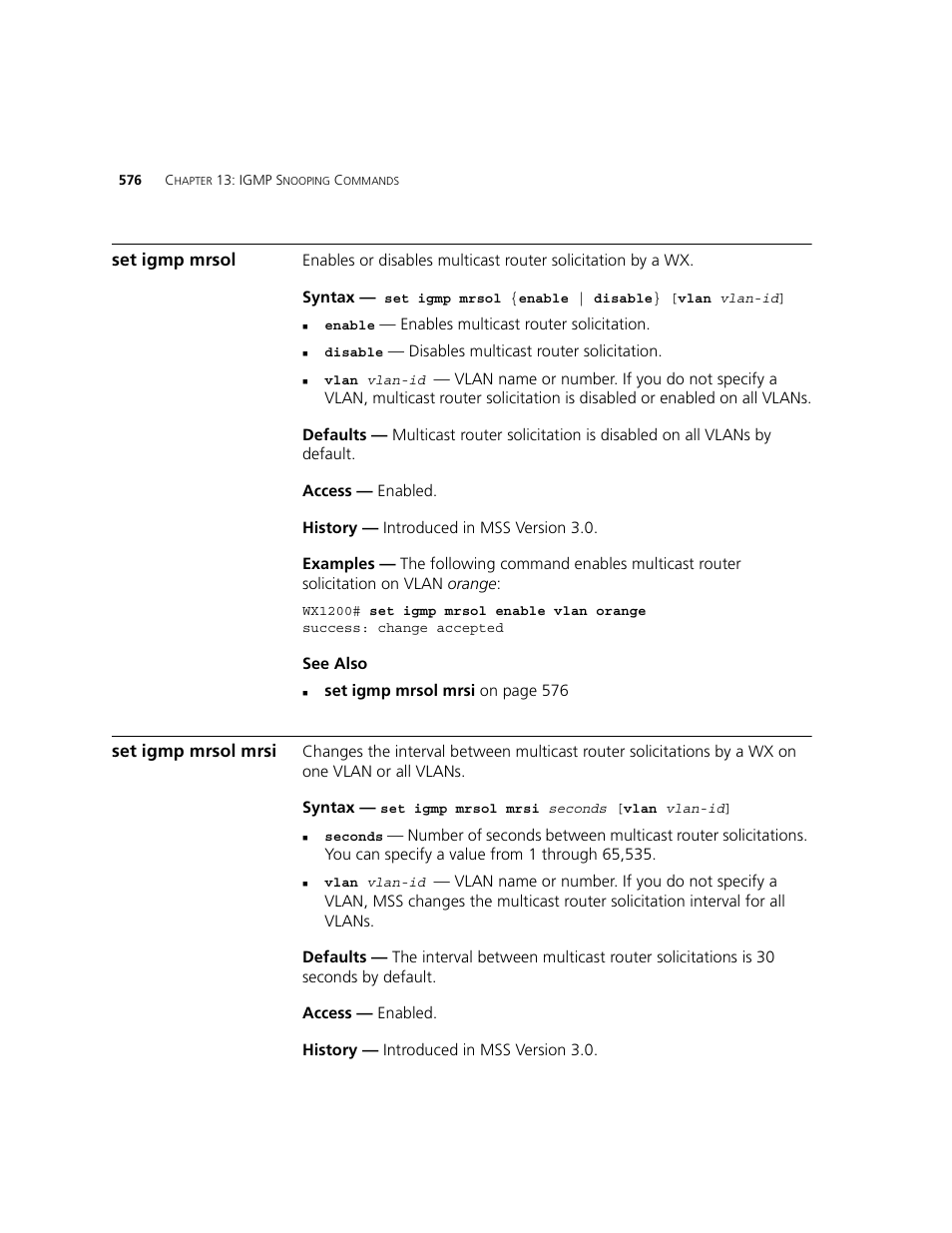 Set igmp mrsol, Set igmp mrsol mrsi | 3Com WXR100 3CRWXR10095A User Manual | Page 576 / 800