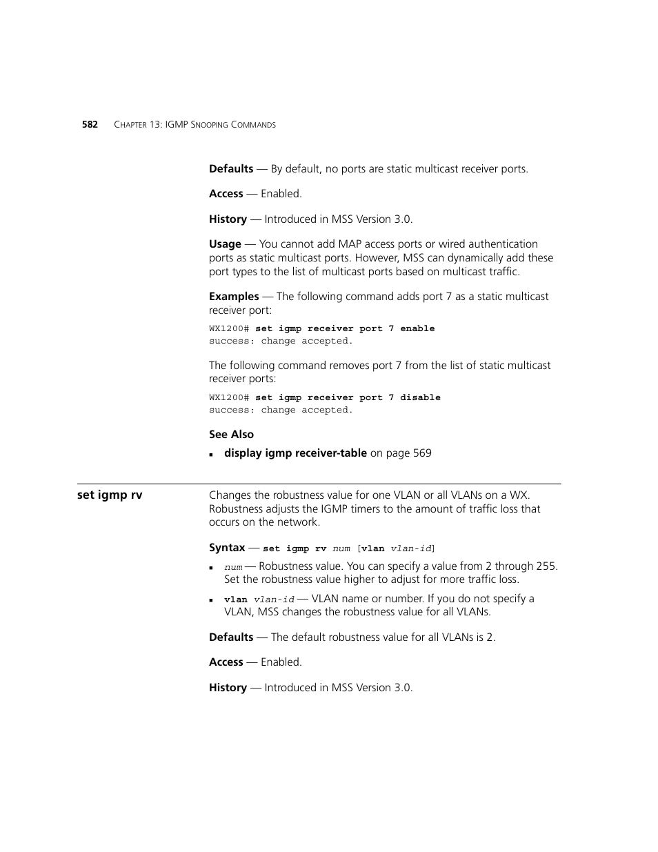 Set igmp rv | 3Com WXR100 3CRWXR10095A User Manual | Page 582 / 800