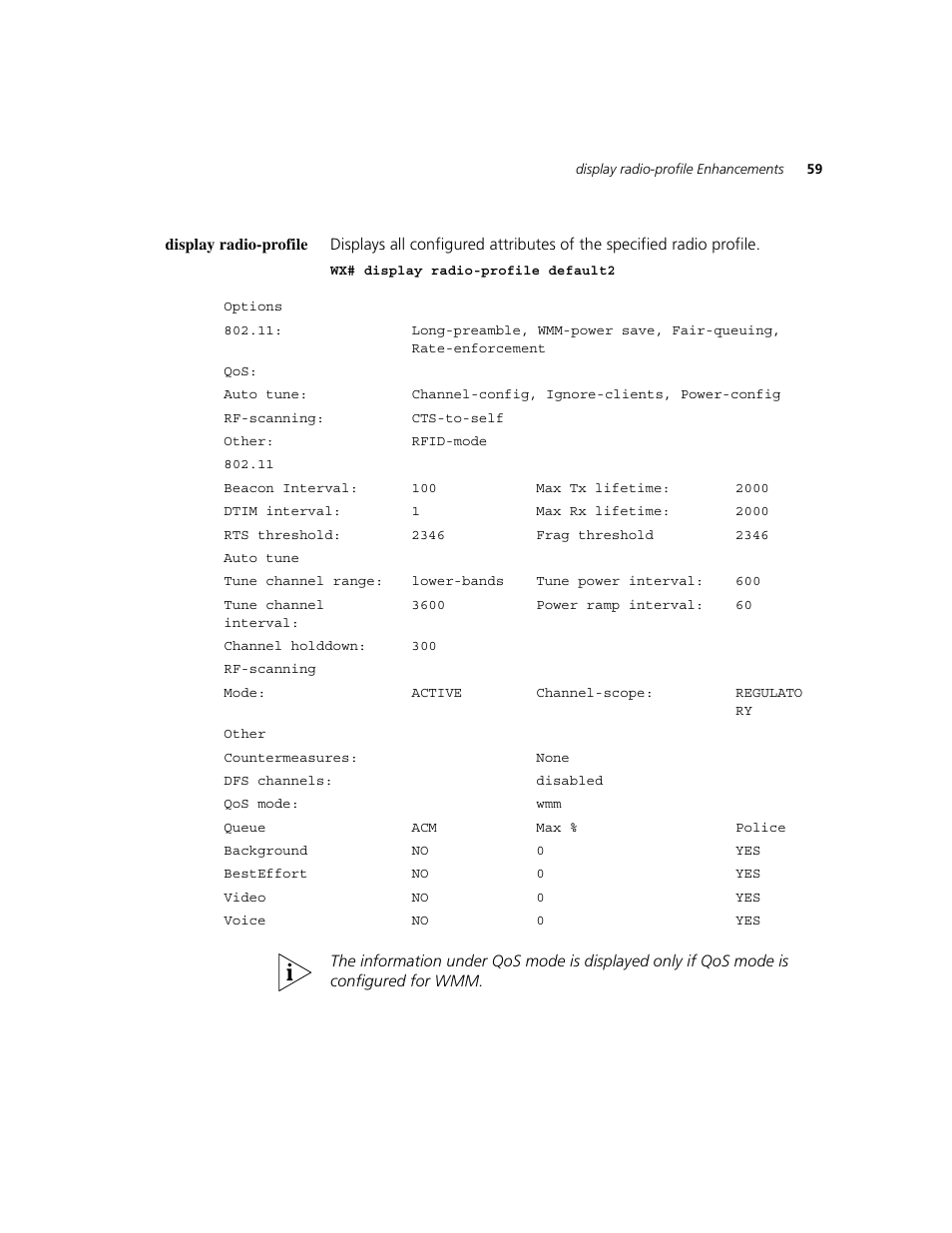 Display radio-profile | 3Com WXR100 3CRWXR10095A User Manual | Page 59 / 800