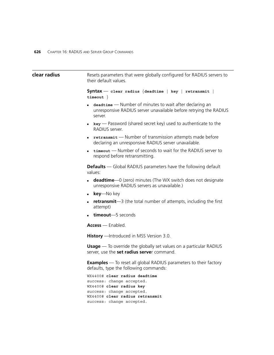 Clear radius | 3Com WXR100 3CRWXR10095A User Manual | Page 626 / 800