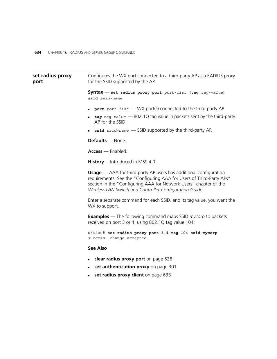 Set radius proxy port | 3Com WXR100 3CRWXR10095A User Manual | Page 634 / 800