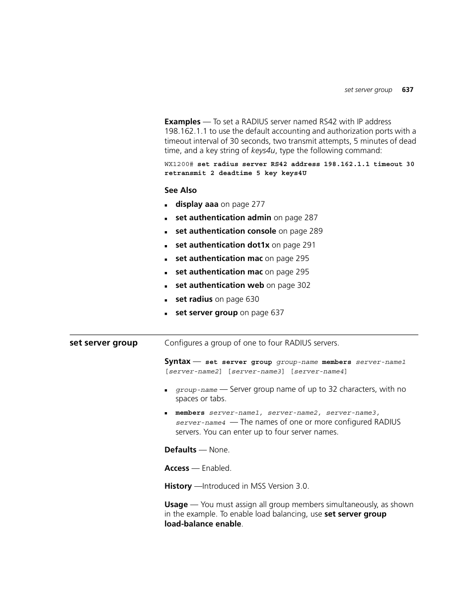 Set server group | 3Com WXR100 3CRWXR10095A User Manual | Page 637 / 800
