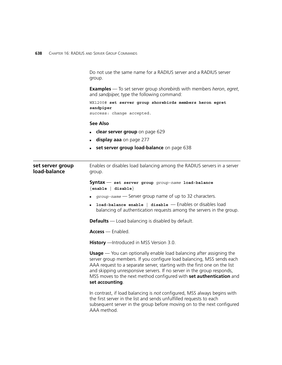 Set server group load-balance | 3Com WXR100 3CRWXR10095A User Manual | Page 638 / 800