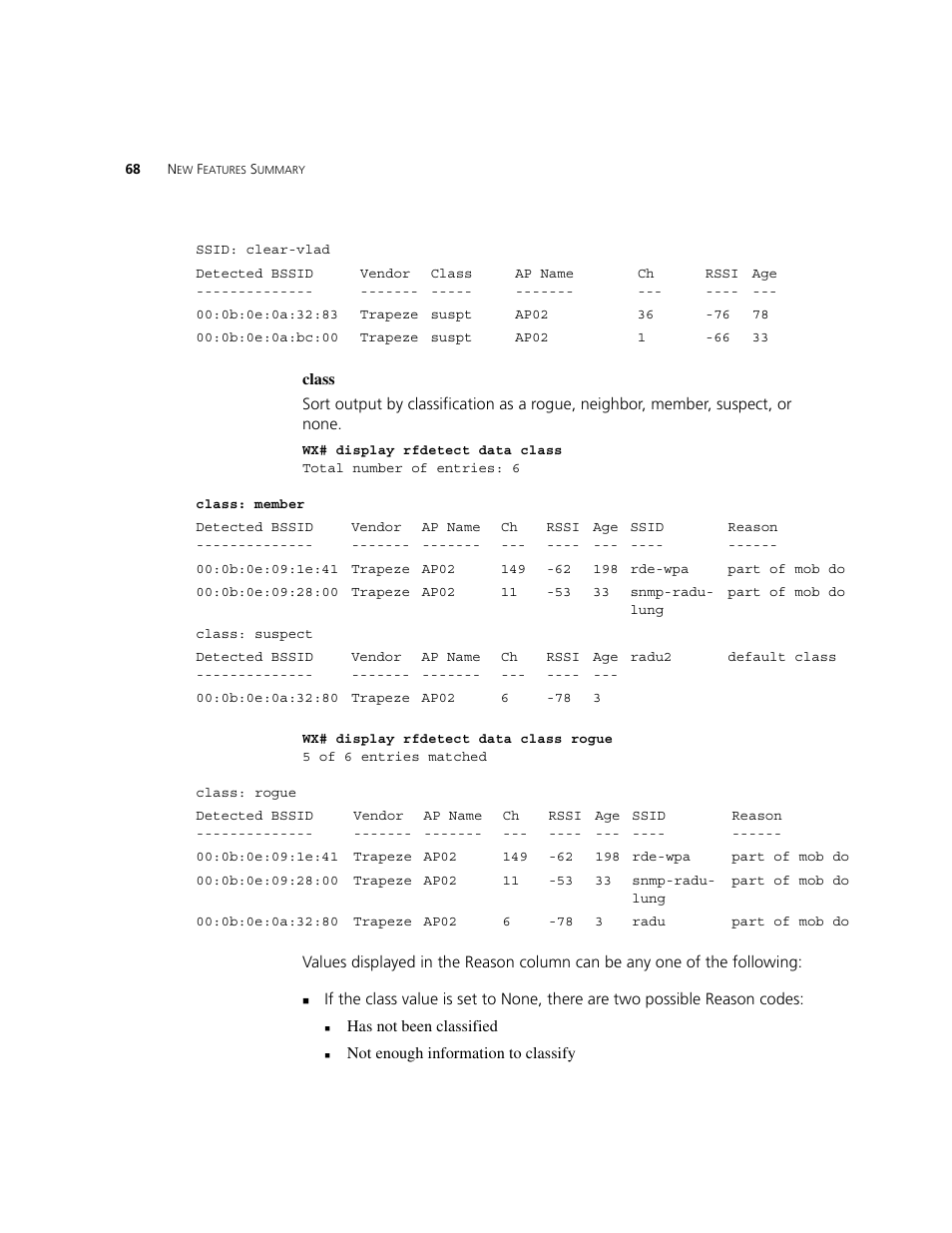 Class | 3Com WXR100 3CRWXR10095A User Manual | Page 68 / 800