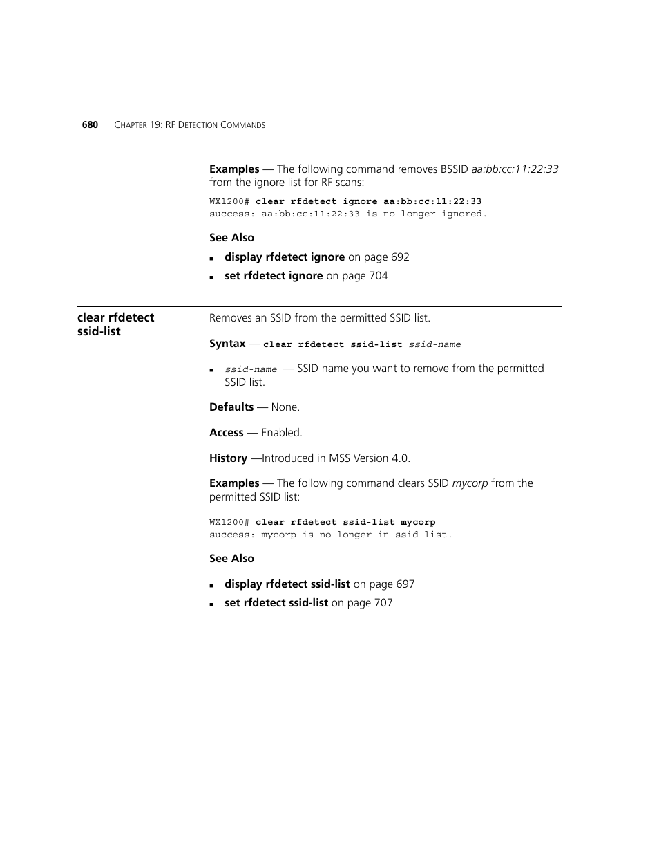Clear rfdetect ssid-list | 3Com WXR100 3CRWXR10095A User Manual | Page 680 / 800