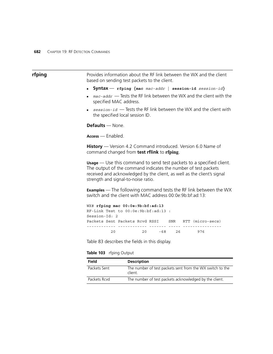 Rfping | 3Com WXR100 3CRWXR10095A User Manual | Page 682 / 800