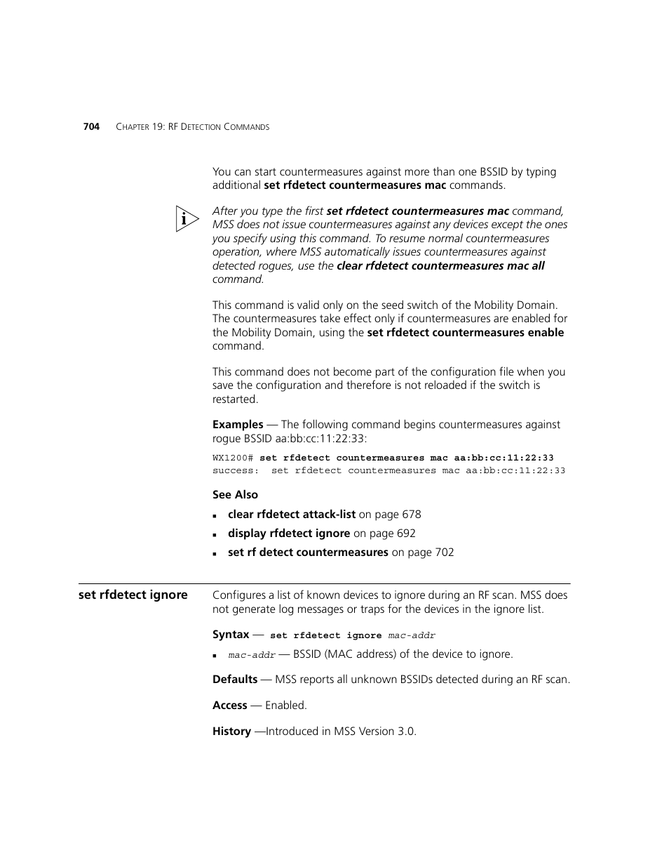 Set rfdetect ignore | 3Com WXR100 3CRWXR10095A User Manual | Page 704 / 800