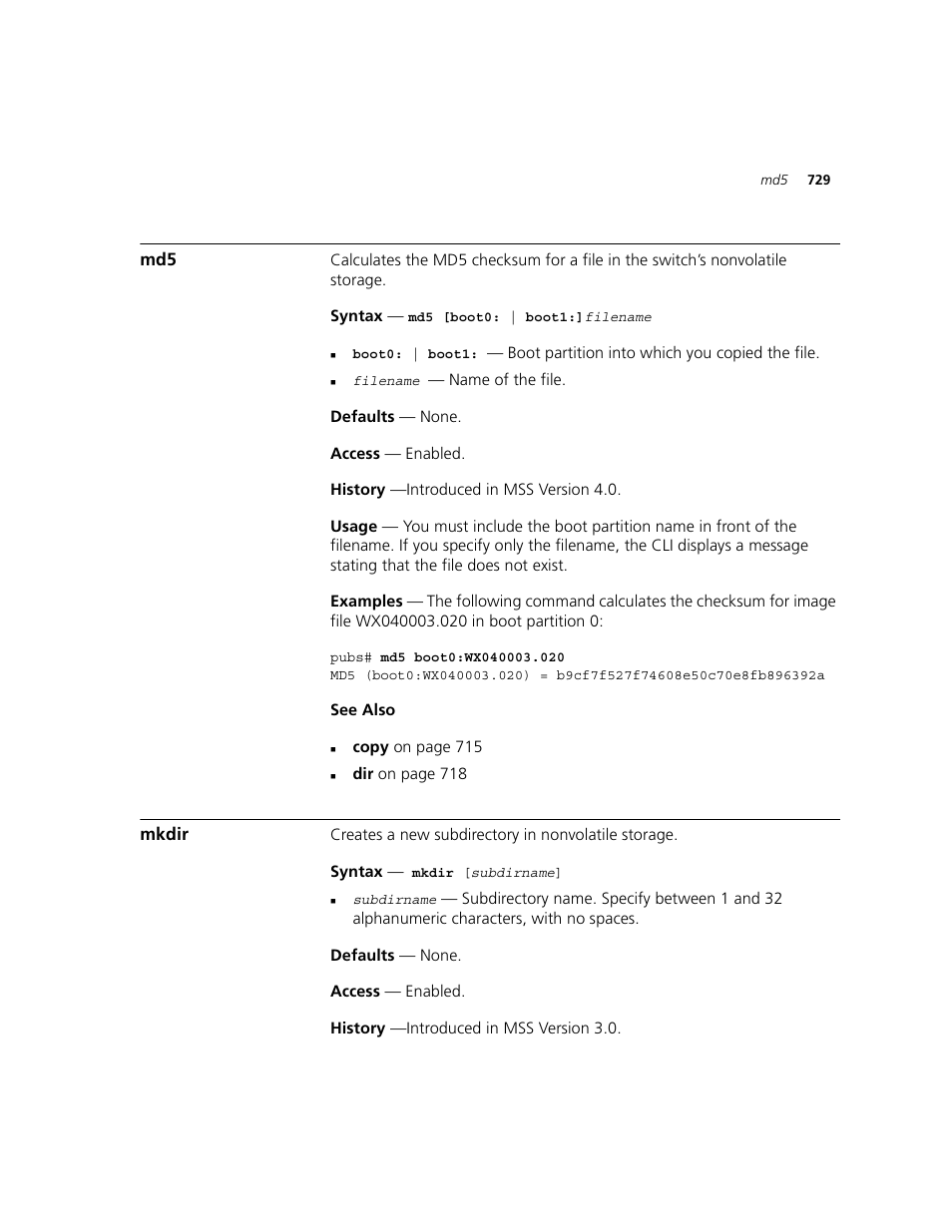 Mkdir | 3Com WXR100 3CRWXR10095A User Manual | Page 729 / 800