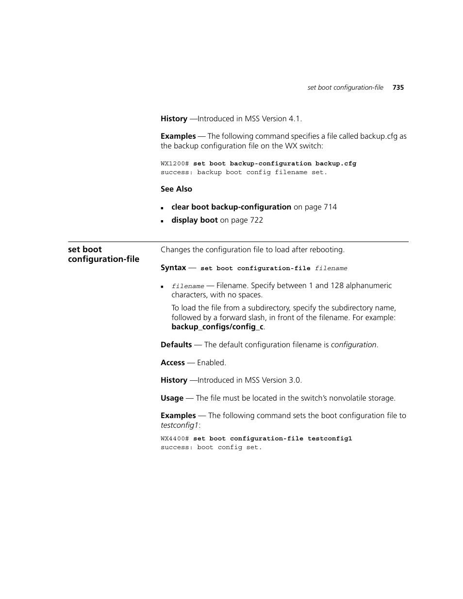 Set boot configuration-file | 3Com WXR100 3CRWXR10095A User Manual | Page 735 / 800