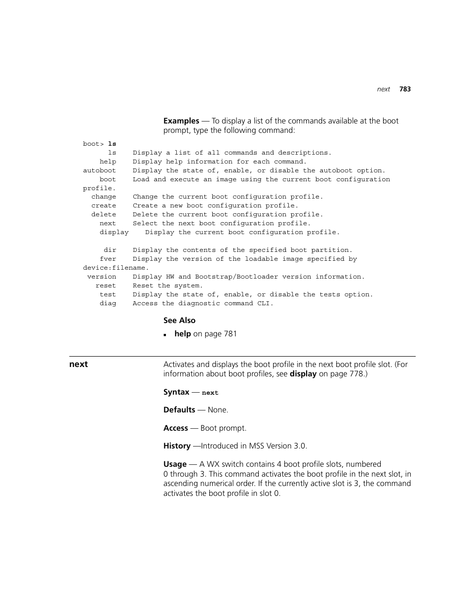 Next | 3Com WXR100 3CRWXR10095A User Manual | Page 783 / 800