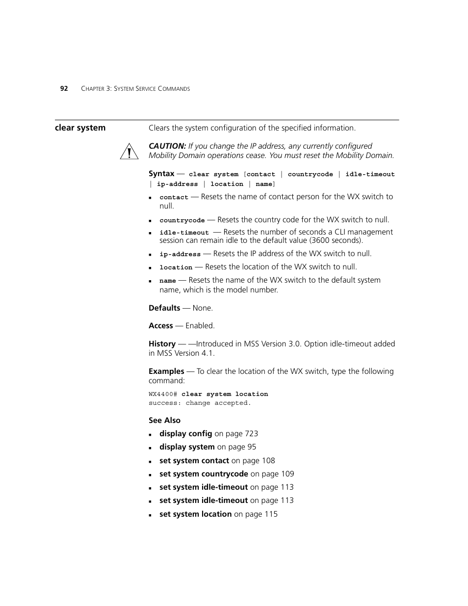 Clear system | 3Com WXR100 3CRWXR10095A User Manual | Page 92 / 800