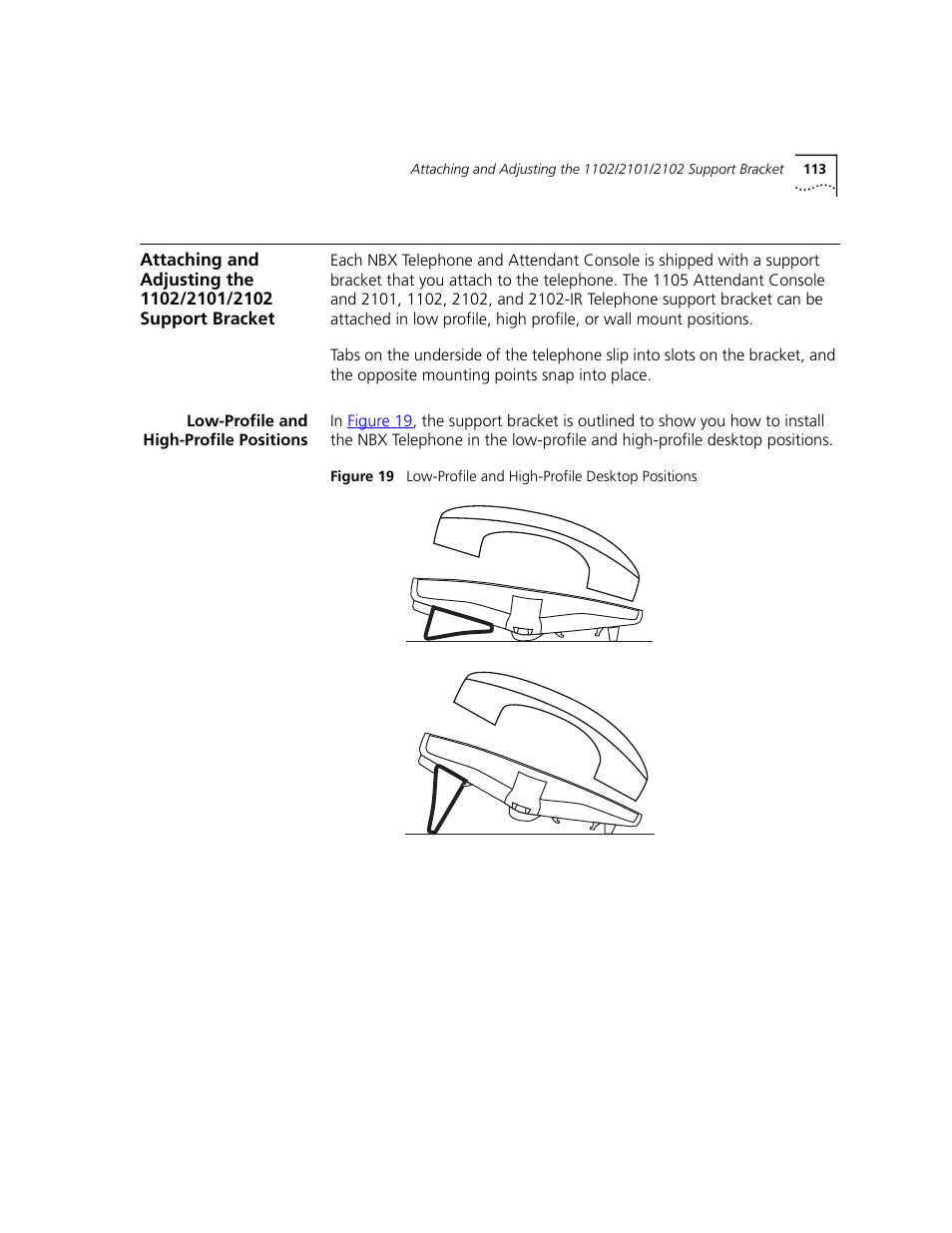 Low-profile and high-profile positions | 3Com NBX 3101 User Manual | Page 113 / 126