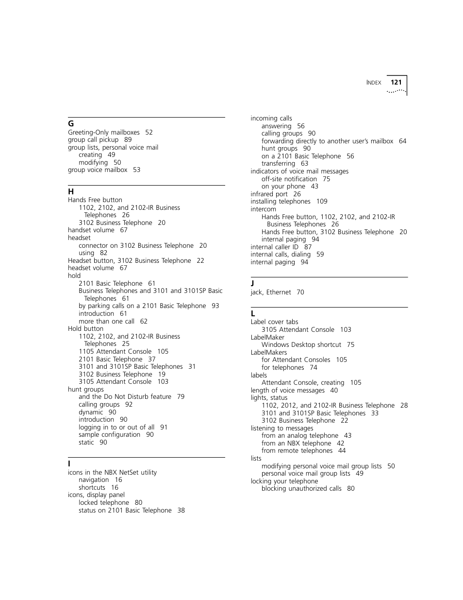 3Com NBX 3101 User Manual | Page 121 / 126