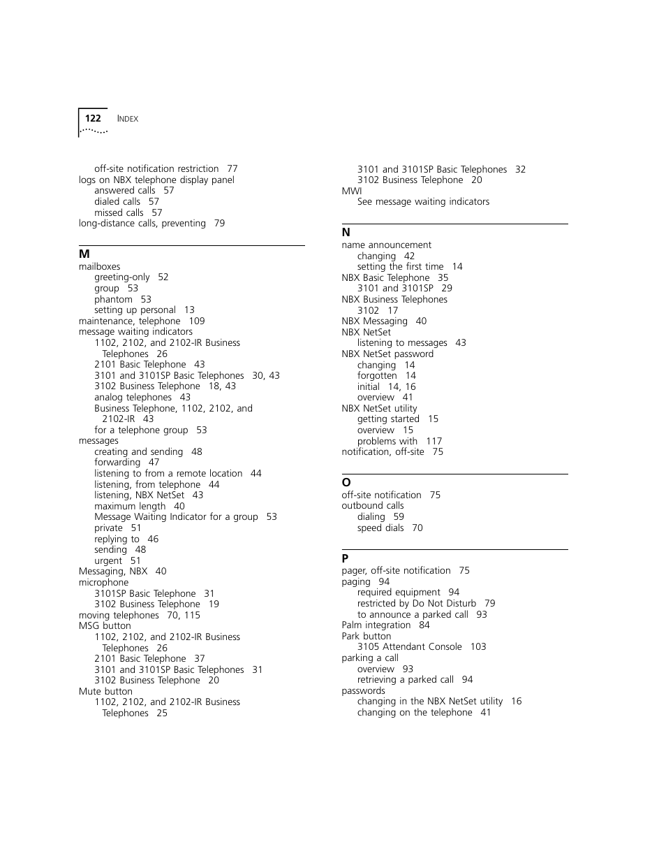 3Com NBX 3101 User Manual | Page 122 / 126