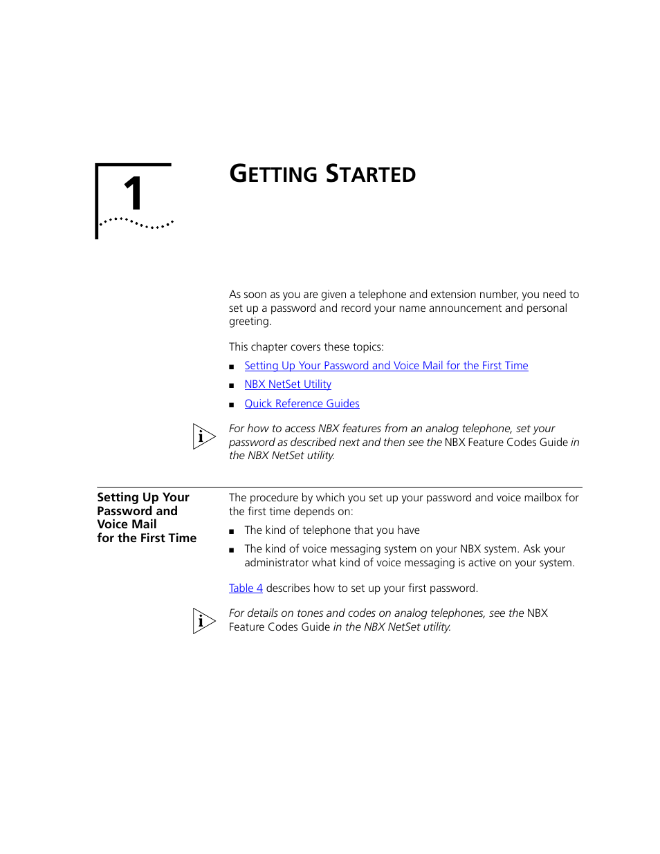 Getting started, Etting, Tarted | Chapter 1 | 3Com NBX 3101 User Manual | Page 13 / 126