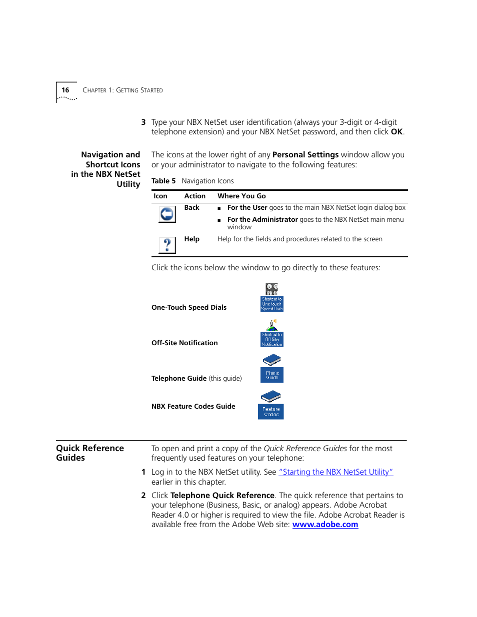 Quick reference guides | 3Com NBX 3101 User Manual | Page 16 / 126