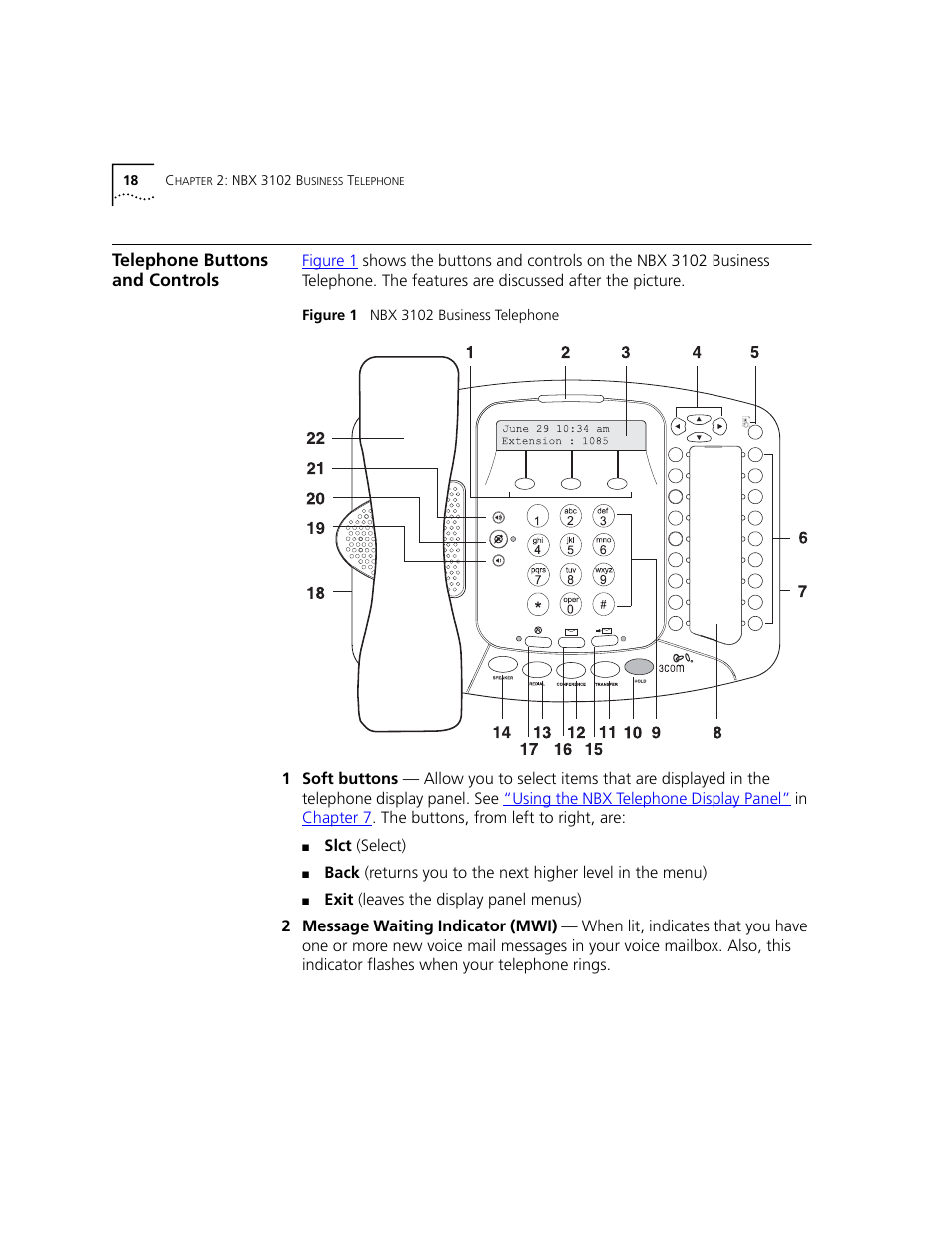 Telephone buttons and controls | 3Com NBX 3101 User Manual | Page 18 / 126