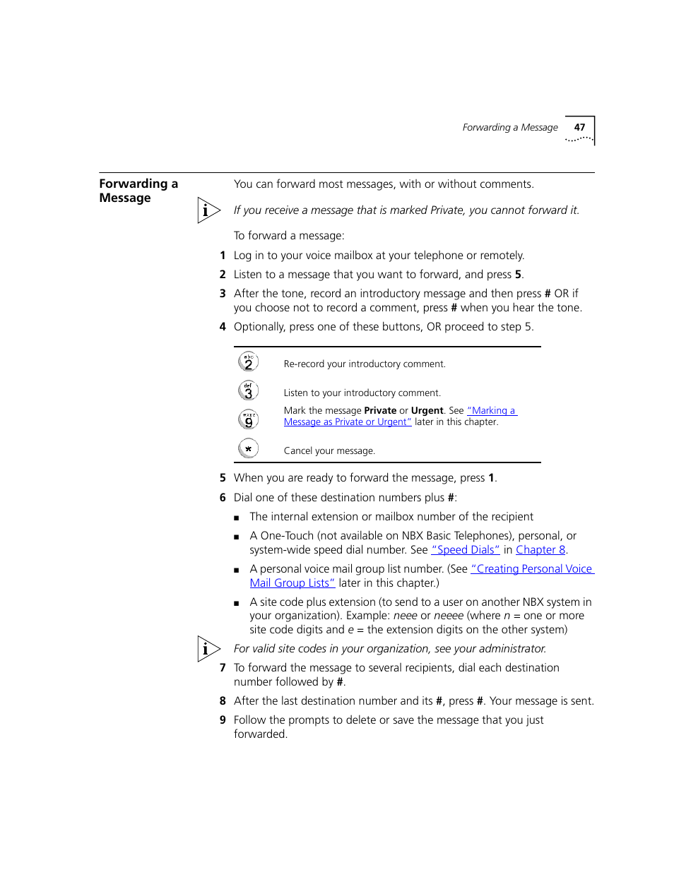 Forwarding a message | 3Com NBX 3101 User Manual | Page 47 / 126