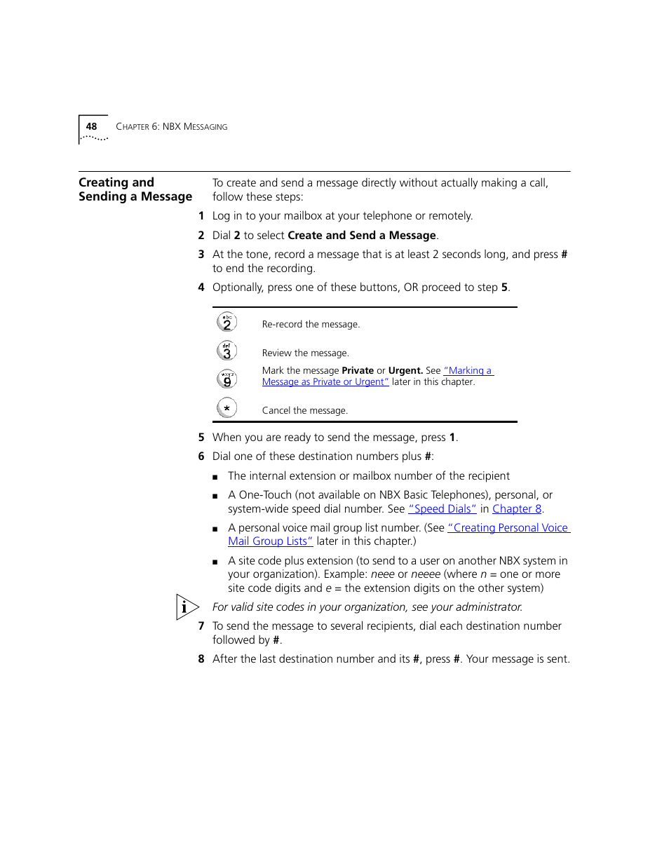 Creating and sending a message | 3Com NBX 3101 User Manual | Page 48 / 126