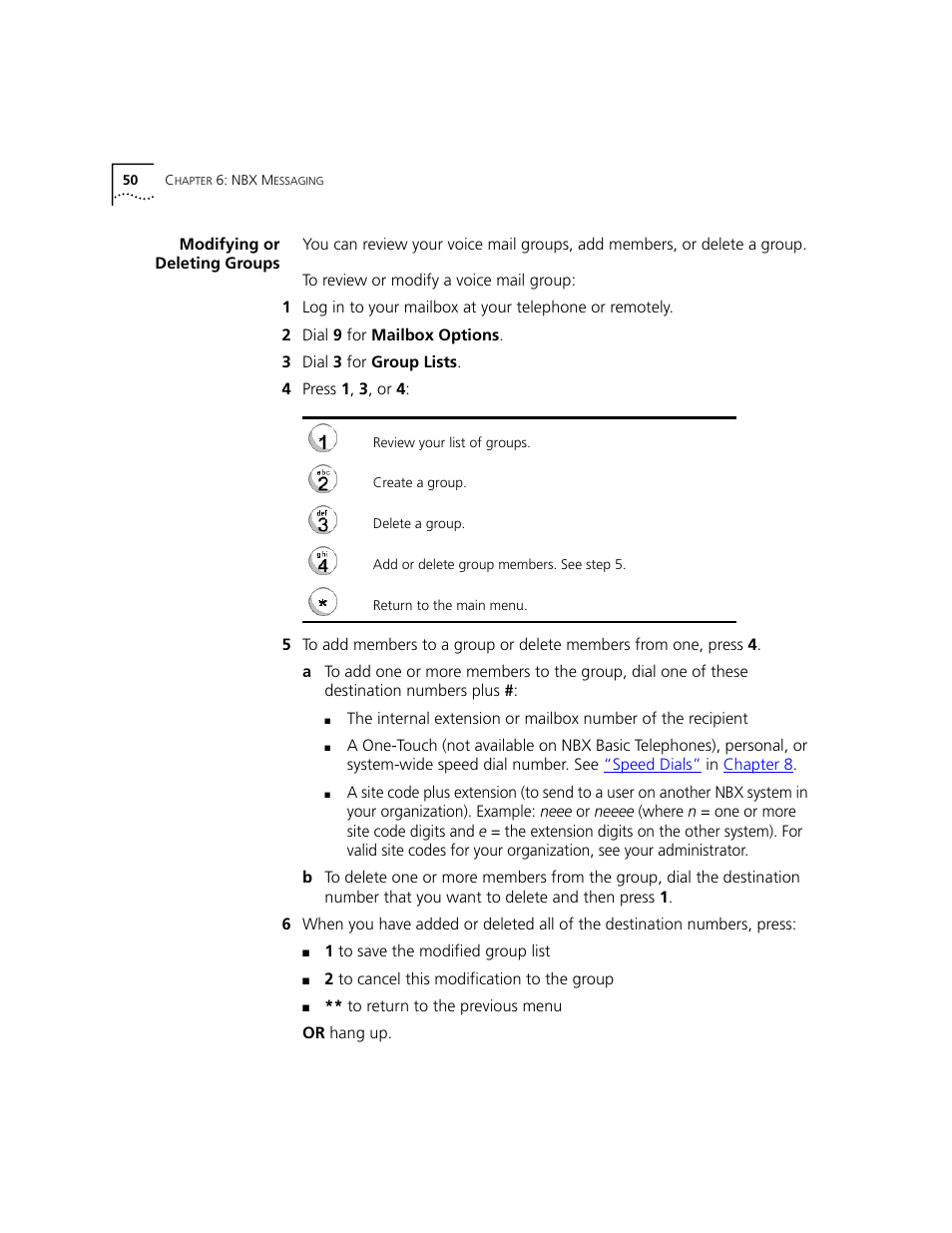 Modifying or deleting groups | 3Com NBX 3101 User Manual | Page 50 / 126