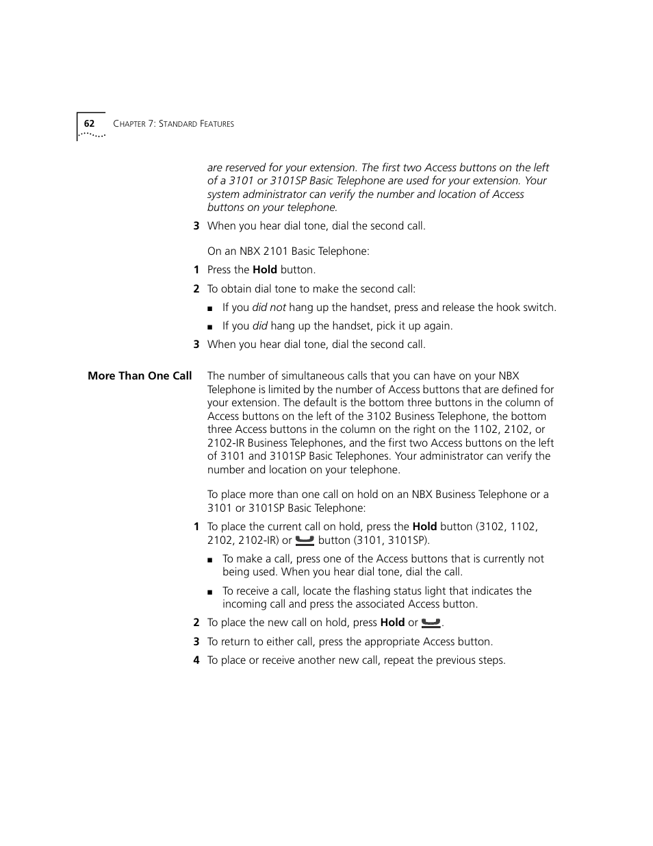 More than one call | 3Com NBX 3101 User Manual | Page 62 / 126