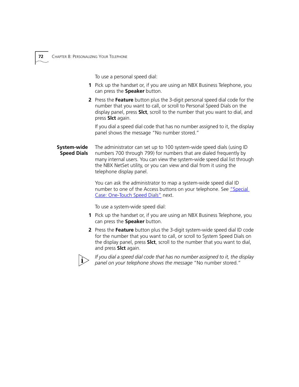 System-wide speed dials | 3Com NBX 3101 User Manual | Page 72 / 126